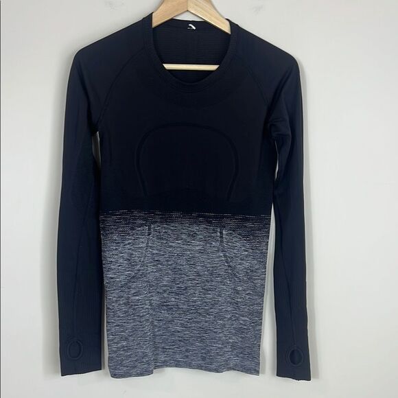 Lululemon Women's Swiftly Tech Long Sleeve Black Gray Size 6 - Picture 1 of 6